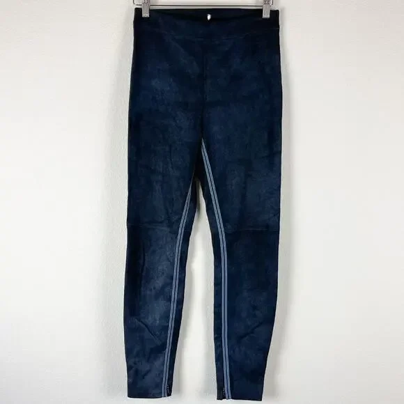 Elie Tahari Roxanna Lambskin Suede Skinny Pants Womens Medium Blue Shimmery - Picture 2 of 15